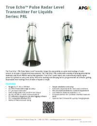 Thumbnail of document Data Sheet - PRL True Echo Pulse Radar Level Transmitter